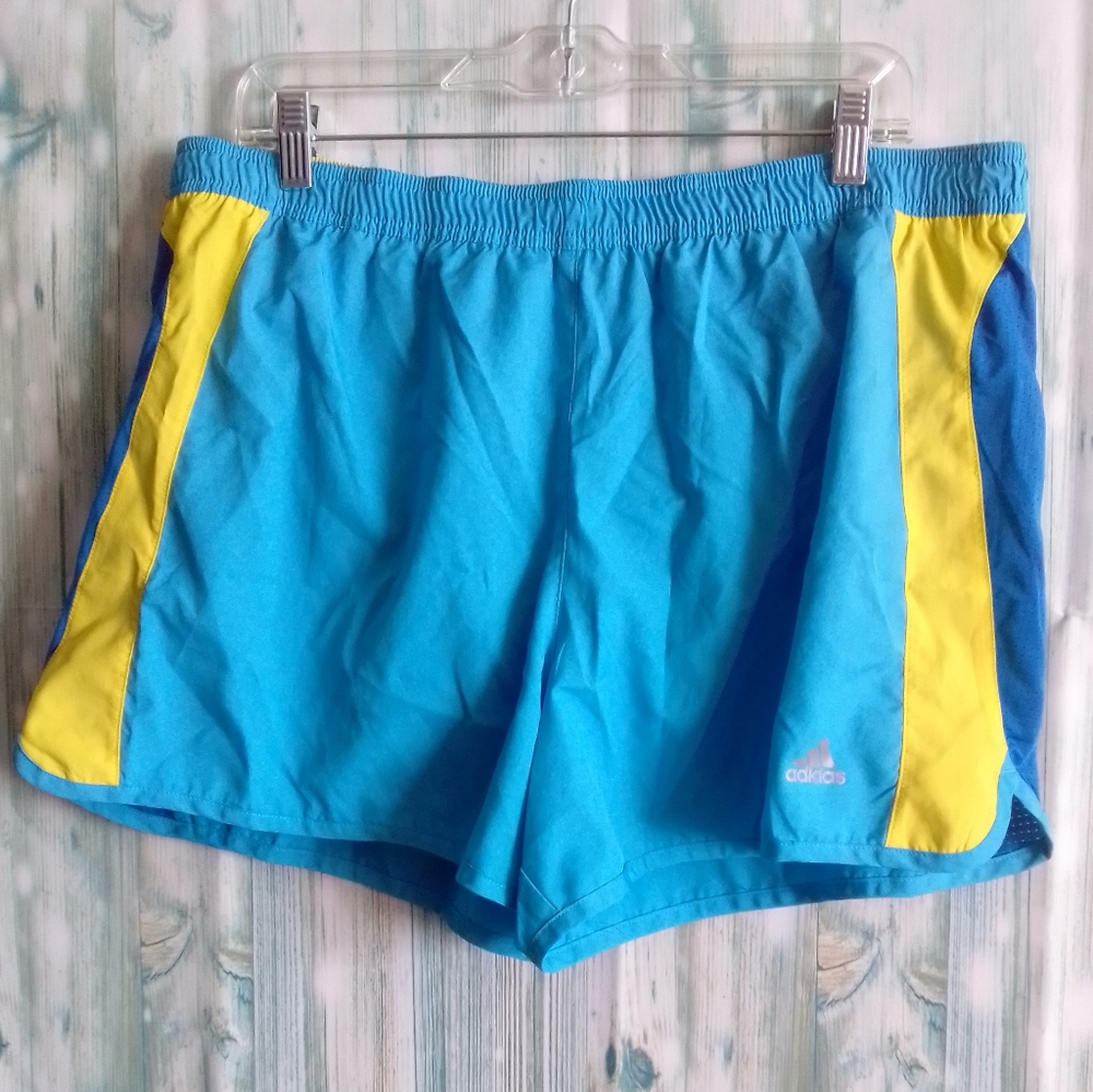 Adidas lined athletic shorts blue and yellow 3X